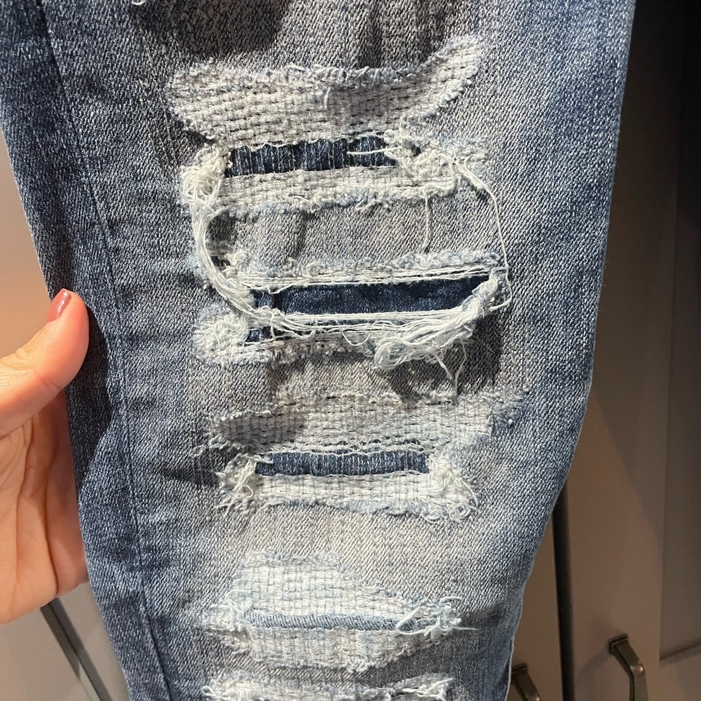 American Eagle Outfitters Ripped Blue Skinny Jeans - Picture 7 of 8